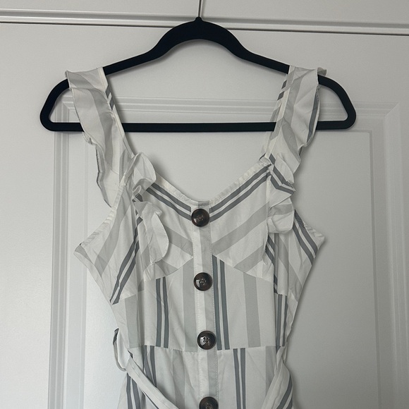 Striped Button-Down Ruffle Dress - Picture 2 of 4